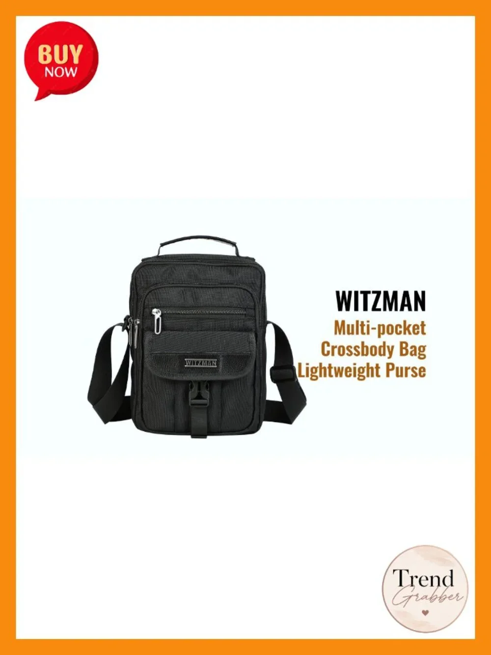 Men's Crossbody Sling Bag Water-Resistant Nylon Travel Messenger with